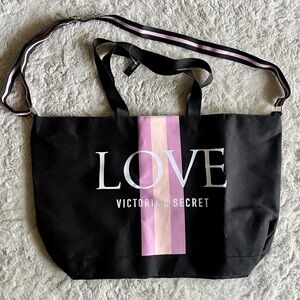 Victoria's Secret Love Tote in Black and Pink